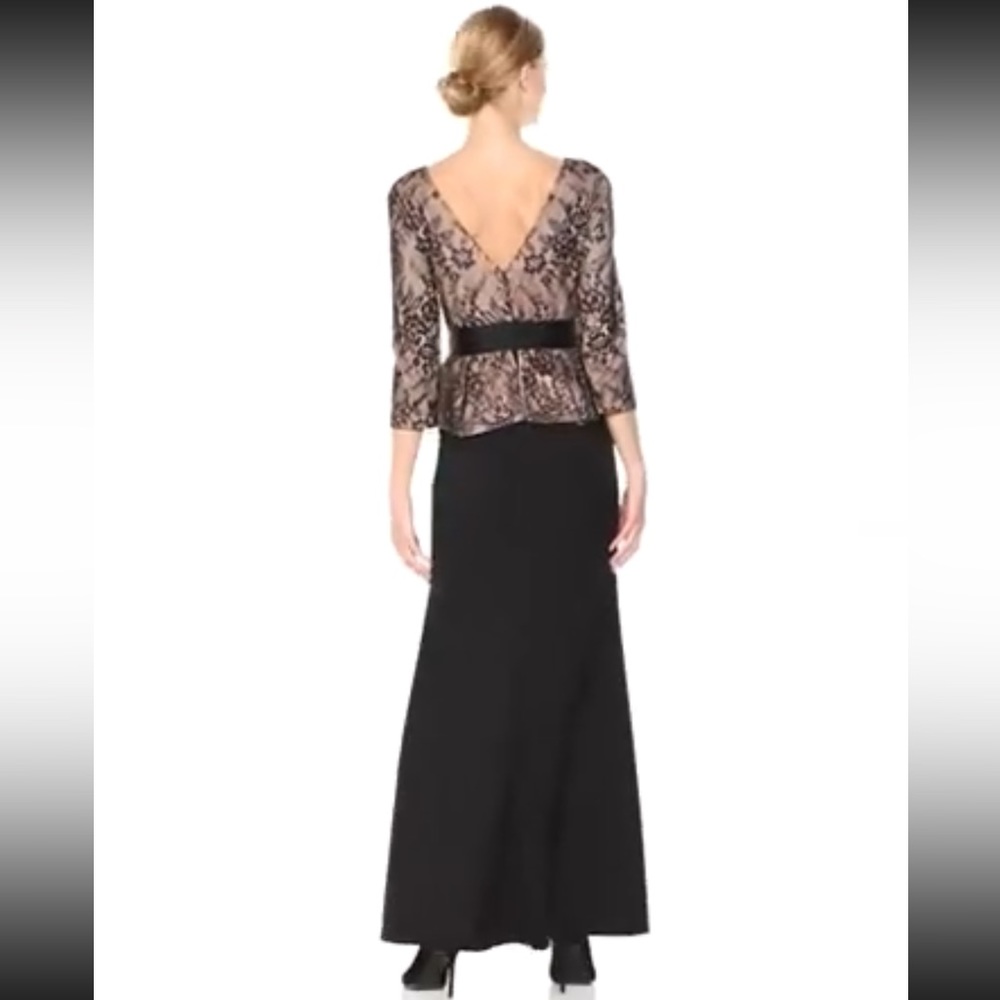 JS collections V-Neck lace peplum 3/4 sleeves long Gown - Picture 6 of 10